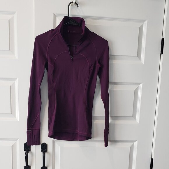 Like New: Lululemon First Mile 1/2 Zip Darkest Magenta Size 2 - Picture 6 of 9